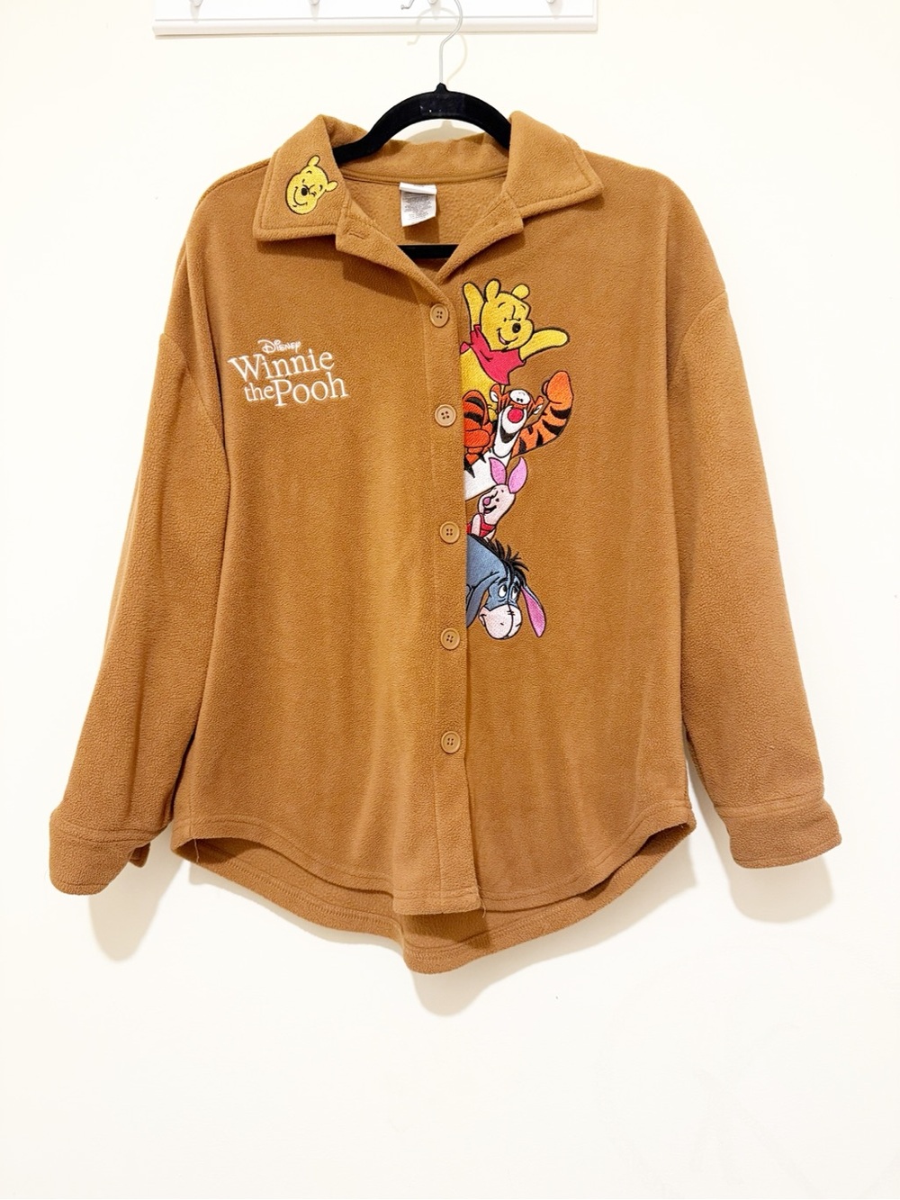 Disney Winnie the Pooh Brown Fleece Button-Up Hoodie